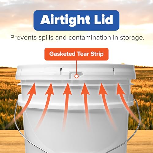 ePackageSupply 5 Gallon Bucket - Food Grade w/Lid BPA-Free, 3 Pack - White | Airtight Gasketed Tear Strip Lid, Heavy-Duty 90 Mil HDPE Plastic Pail, Bulk Storage, Food Safe Durable Container, Made in USA - color: White, size: 3 Packs