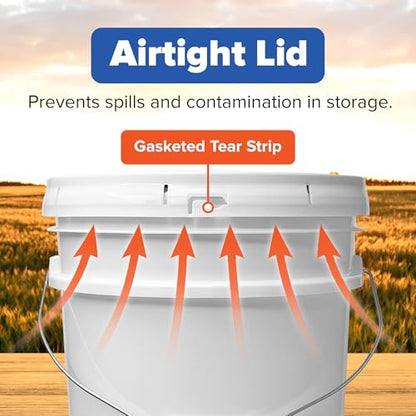 ePackageSupply 5 Gallon Bucket - Food Grade w/Lid BPA-Free,60 Pack - White | Airtight Gasketed Tear Strip Lid, Heavy-Duty 90 Mil HDPE Plastic Pail, Bulk Storage, Food Safe Durable Container, Made in USA - color: White, size: 60 Packs