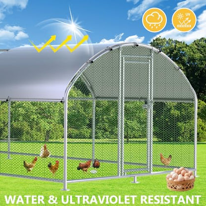 HITTITE Large Metal Chicken Coop with Run, 19.19 x 9.84 x 6.23 ft Walk in Poultry Cage Chicken Run Pen, Dome Roof Outdoor Chicken Runs for Yard with Waterproof & Anti-UV Cover - size: 230.0"L x 118.0"W x 74.7"H