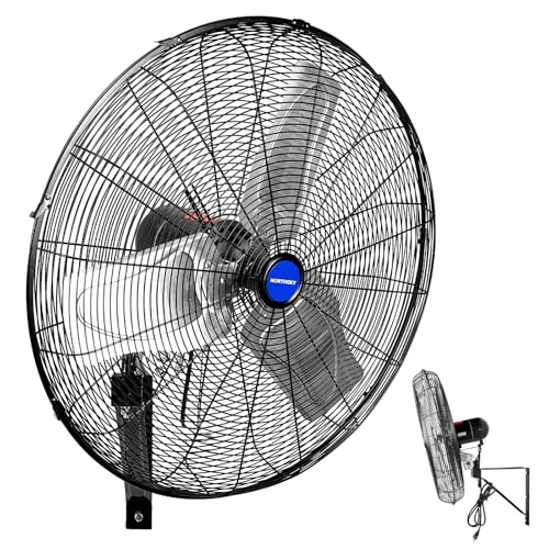 NORTHSKY Oscillating Wall-Mount Fan, 30 Inch 8,200 CFM Airflow High-Velocity Industrial Fan, 3 Speeds, 1/4 HP, Heavy Duty Fans Indoor Ideal for Warehouse, Garage, Factory, UL Listed - size: 30 inch