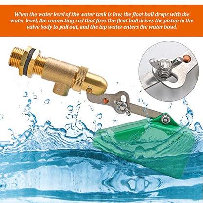 2Pcs Brass Float Valve 1/2 Inch Livestock Water Tank Float Valve with Adjustable Arm for Water Trough Water Float Valve for Automatic Waterer,Aquariums,Ponds,Aquaculture, Hydroponics
