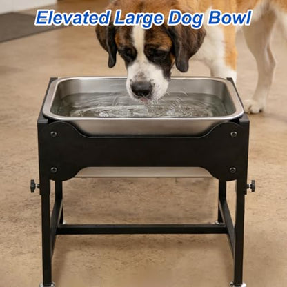 YUEPET 4 Gallon Elevated Dog Water Bowl for Large Extra Large Dogs Stainless Steel Dog Bowl with 4 Heights Adjustable Metal Anti-Slip Stand Pet Food Bowl for Joint Pressure Relief Indoor Outdoor Use - size: 4 Gallon