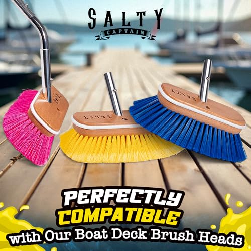 Salty Captain Boat Brush Pole with 45° Angle Head – Telescopic Stainless Steel Pole (4ft to 6.5ft) – Ideal for Cleaning Decks & Hulls – Durable, Versatile & Compatible with Multiple Attachments - style: Pole with 45° Angle Head