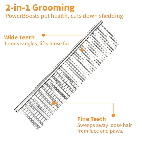 Dog Combs for Grooming Matting, 4 Pack Metal Cat Comb for Removing Tangles and Knots, Professional Dematting Tool for Pet Cats, Greyhound, Poodle, Doodle