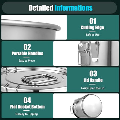 304 Stainless Steel Airtight Canister for Kitchen, 3.2Gal Canisters Container with Lids and Sturdy Locking Clamp, Bucket Food Storage Containers Airtight for Flour Coffee Bean Tea (Silver-12L) - color: Silver-12L