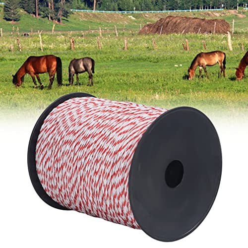 500M Electric Fence Poly Wire, High Conductivity Stainless Steel Strands, Electric Fence Accessories for Farm Ranch Horses Cattle Sheep Dogs