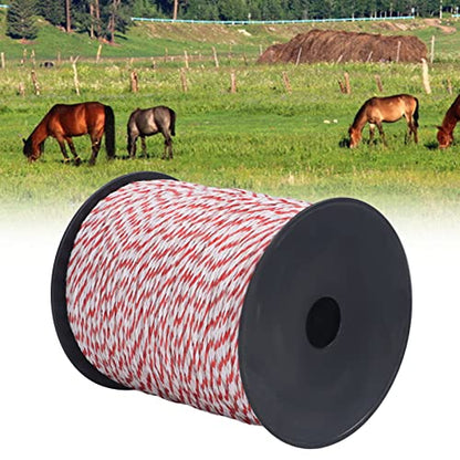 500M Electric Fence Poly Wire, High Conductivity Stainless Steel Strands, Electric Fence Accessories for Farm Ranch Horses Cattle Sheep Dogs
