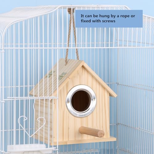 Parakeet Nesting Box Parrot Wooden House Bird Breeding Nest Warm Mating Box | With Stand Perch, Parrotlets Aviary Cage Budgie Mating Box for Lovebirds, Cockatiel, Budgie, and Small Birds - size: 5.9 x 5.12 x 6.57 inch