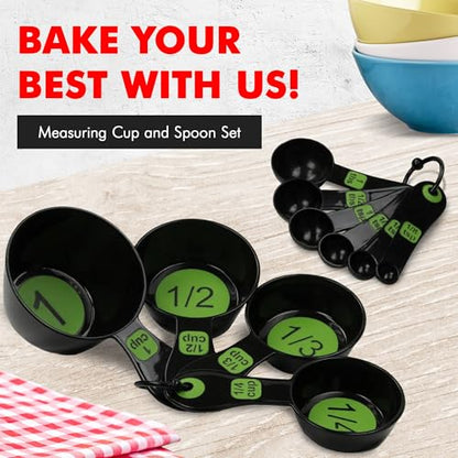 Chef Craft Easy to Ready Plastic Measuring Cup Set, 10 piece set, Green - color: Green