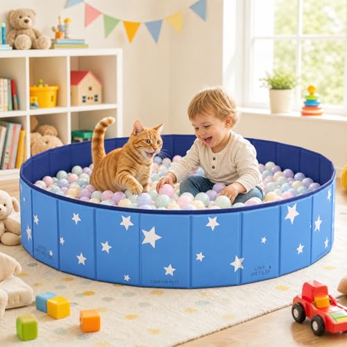 47in Extra Large Dog Ball Pit – Foldable Pet Playpen Ball Pool for Large Dogs, Puppies and Cats, Indoor Outdoor Playpen (Balls Not Included) (Blue)