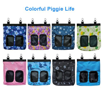 Guinea Pig Hay Feeder, Hanging Rabbit Hay Feeder Bag for Guinea Pigs Bunnies Chinchillas. Blueflower, 2 Count - color: Blueflower-2pack