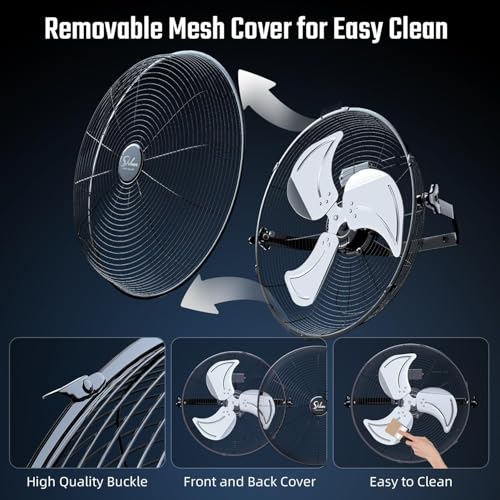 Simple Deluxe 18 Inch Industrial Wall Mount Fan, 4200 CFM 3 Speed Commercial Ventilation Metal Fan for Warehouse, Greenhouse, Workshop, Patio, Factory and Basement - High Velocity, 2Pack - size: 18 inch-NEW, style: 2 Pack