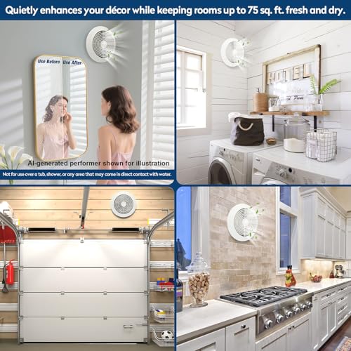 512M Bathroom Exhaust Fan, 6 Inch Wall Mounted Kitchen Exhaust Fan with White Grille, 80 CFM 4.0 Sones, 15-Inch Retractable Duct, Garage Fan, Bathroom Fan, Attic Fan