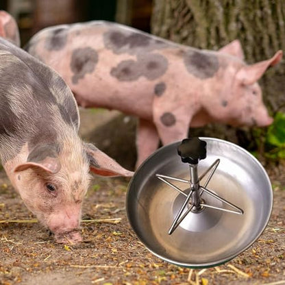 Pig Trough,Food Feeder,Stainless Steel Food Dispenser,Farm Supplies Tray,Small Animals Fodder Slot,Pig Feeder for Farm Piglet, Dia 28cm - size: Dia 28cm
