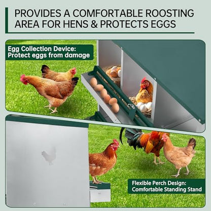 GarveeLife Chicken Nesting Box, 4 Compartments Nesting Box for Chickens, Two-Tier Galvanized Steel Chicken Egg Laying Box with Large Vented Holes Wall Mounting for Easy Egg Collection - color: Green | 4 Compartments