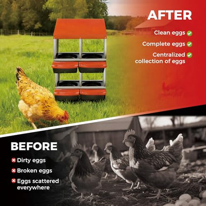 Chicken Nesting Boxes with Cleanable Pull-Out Trays, 4-Hole Wall Mount Roll Away Nest for Easy Cleaning & Egg Collection - size: 4 holes 2 layers