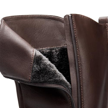 DREAM PAIRS Women's Knee High Boots, Buckle Riding Boots - color: Brown, size: 8