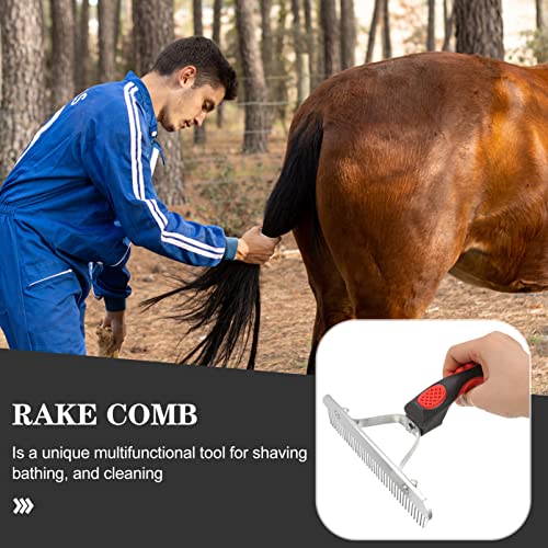 Ipetboom Horse Grooming Rake Handle Comb for Cleaning of Horses Resistant Grooming Tool for Livestock Care Easy to Clean Non- Design