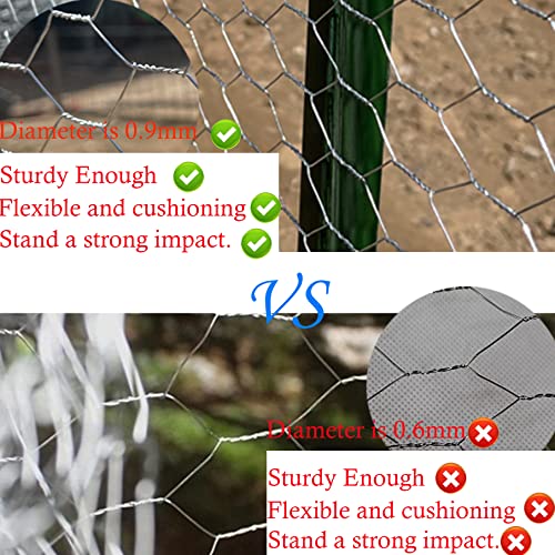 Galvanized Poultry Wire Netting 2" Hexagonal Mesh Wire Fence fit for Family Craft Projects Chicken Netting Garden Fencing Backyard Fencing (6ft x 50ft)