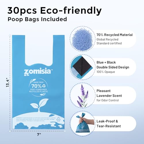 ZOMISIA 26" Pooper Scooper with Waste Bags - Poop Scooper for Large Dogs with Long Handle High Strength Material and Durable Spring for Yard, 30 Count Poop Bags - size: 26 Inch