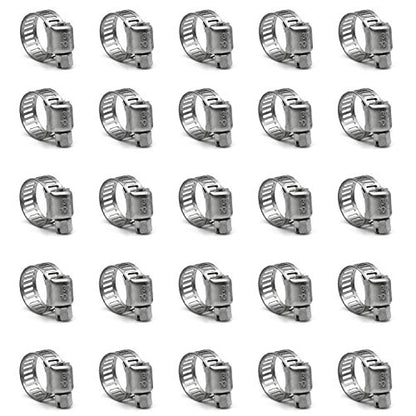 ZIPCCI Hose Clamp, 25 Pack Stainless Steel Worm Gear fuel line hose clamps, 10-16mm (3/8-5/8 inch) - size: 10-16mm