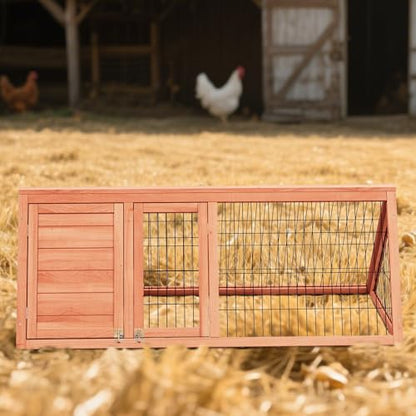 Wooden Chicken Coop, Quail Cage,Small Rabbit Hutch Cage Hybrid - A-Frame Design with Water-Resistant Slanted Roof &Ventilated Wire Run - TenaoVilleux (Natural Wood) - color: Natural Wood
