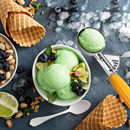 TOPKITCHEN Commercial-Grade Ice Cream Scoop 1.63 oz, 18/8 Stainless Steel Cookie Scoop with Plastic Handle, Portion Control Disher Scoop for Bakeries, Restaurants & Dessert Shops, #20, Yellow - size: 1.63 oz - Yellow