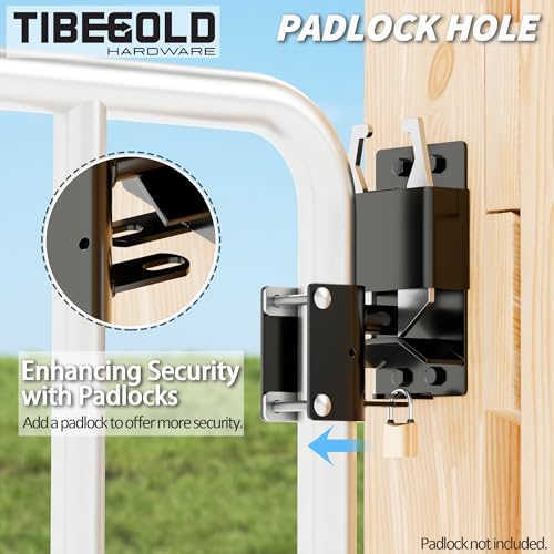 2 Way Gate Latch, Heavy Duty Two Way Farm Gate Latch, Black Anti-Sag Fence Gate Latch, Lockable Gravity Latch Gate Hardware for Fences, Metal Gates, Farm, Horse Corrals, Ranches, 1 Pack
