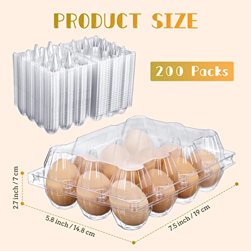 Zubebe 200 Pieces Clear Plastic Egg Carton - Bulk Empty Chicken Tray Holds Securely for Farm Business Market Home Refrigerator Storage (3 x 4 Grids) - size: 3 x 4 Grids
