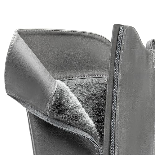 DREAM PAIRS Women's Knee High Boots, Buckle Riding Boots - color: Grey, size: 7.5