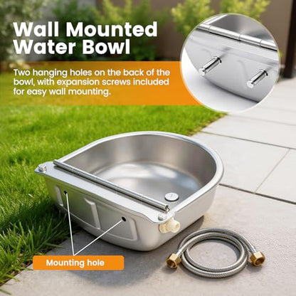 Large Automatic Dog Water Dispenser Outdoor, Auto Refill Water Bowl for Dogs Cats, Livestock Waterer 304 Stainless Steel Water Bowl for Pig Cow Goat Sheep Deer Chicken (Large)
