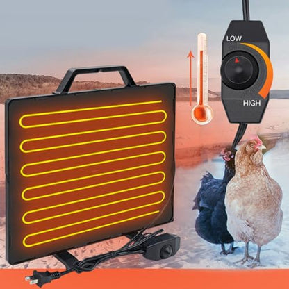 Hyuduo Chicken Coop Heater, Adjustable Thermostat Electric Heating Panel 120 185F 160W with Temperature Protector, for Poultry Small Animals (US Plug)