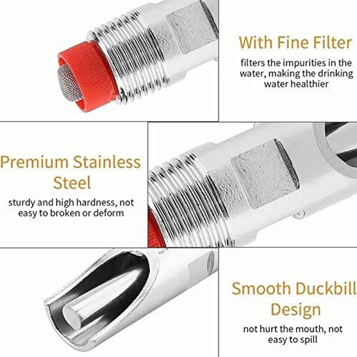 Dioche Hog Nipple10Pcs Stainless Steel Automatic Nipple Waterer Feeder, Adjustable Water Drinker for Pigs, Cattle & Sheep, Leakproof & Durable Design