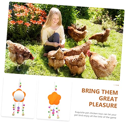 Totority 1pc Chicken Mirror Toy for Birds Sturdy Hanging Parrot Mirror Great for Coop Decoration and Chewing Fun