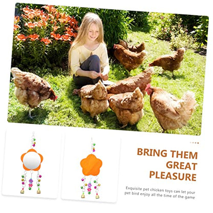 Totority 1pc Chicken Mirror Toy for Birds Sturdy Hanging Parrot Mirror Great for Coop Decoration and Chewing Fun