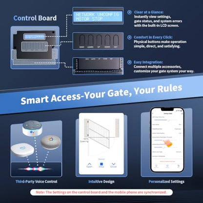 TOPENS XD551 Smart Gate Opener for Medium Duty Single Swing Gates Up to 18ft, Automatic Gate Opener with App Control AC Powered Remote Control Kit Solar Compatible