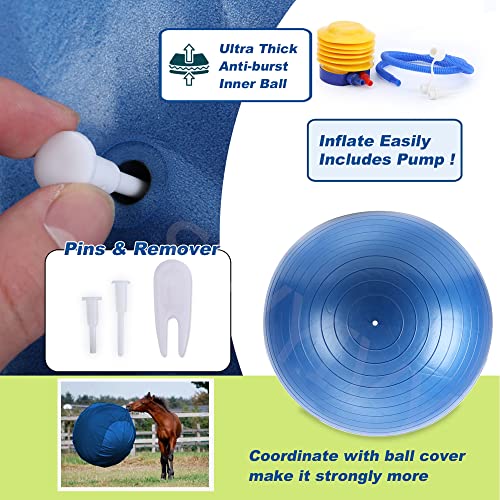 25" Horse Ball&Cover with Tabs, Herding Ball for Dogs Blue Heelers, Yellow Giant Horse Balls for Play for Horses to Play with