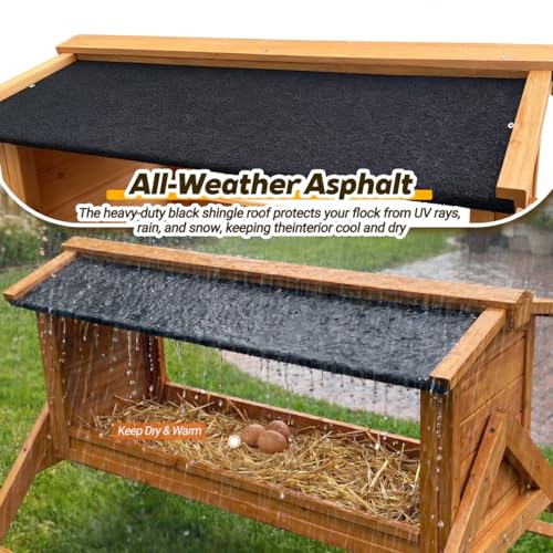 Large Chicken Coop,Wooden Outdoor Chicken Cage with Large Nesting Box, Built-in Perch and Adjustable Swing,Weatherproof Open Asphalt Roof