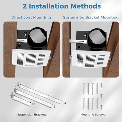 COSTWAY 200 CFM Bathroom Exhaust Fan, Ceiling Mount Exhaust Ventilation Fan for 200 Sq.Ft, Household Bath Vent Fan w/Metal Housing, 6 Inches Duct, 2 Sones Quiet Operation, White - size: 200 CFM