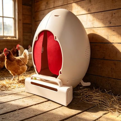 Roll Away Chicken Nesting Box, Egg-Shaped Hen Laying Box with Automatic Egg Collection, Wall Mount or Floor Stand, Rust-Free ABS (Pro (2 Boxes, 6 Pad+2Eggs))