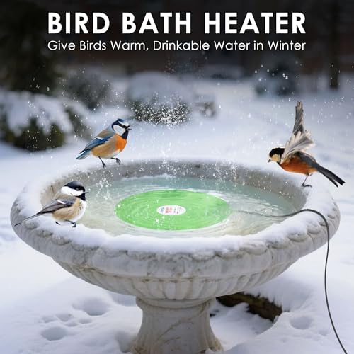 Dreyoo 60W Bird Bath Heater, Submersible De Icer for Outdoor Winter Use, Thermostatic Control, IP65 Waterproof, Chicken Water Heater for Birds, Poultry, Livestock, Wildlife Drinking(1 Pack)