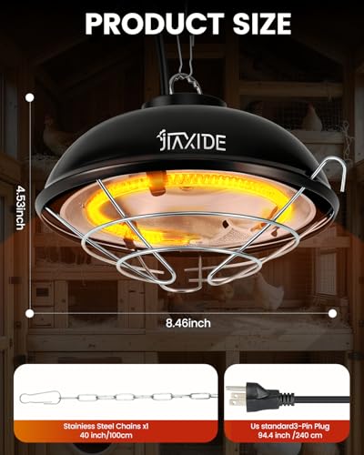 350W Dual-Mode Heat Lamp for Chickens - Long-Lasting Brooder Heater Bulb,Chick Heater with 7.87ft Cord for Chicks, Poultry & Ducklings - size: 350W-8.4"×8.4"×4.5"