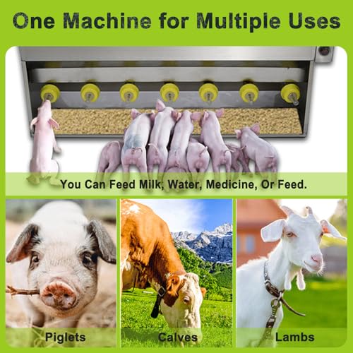 Piglet Feeding Station, Automatic Milk Feeder with 10 Nipples, Stainless Steel Cover and Valve, Ideal Livestock Milk Feeder for Piglets - size: 14Nipples