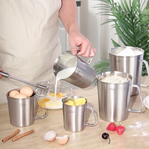 Measuring Cup, [Upgraded, 3 Measurement Scales, Including Cup Scale, ML Scale, Ounce Scale], Newness Stainless Steel Measuring Cup with Marking with Handle, 24 Ounces (0.7 Liter, 3 Cup) - size: 24 OZ (3 Cup, 700 ML)