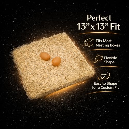 NestNova™ Aspen Nesting Pads for Chickens – 40 Pack 13x13 Excelsior Liners | USA-Grown Aspen, Cleaner Eggs, Kraft-Backed Coop Bedding for Laying Hens - 40 Pads - size: 40 Pads (Bundle)