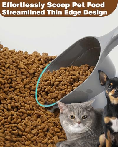 2PACK Dog-Cat Food-Scoop Measuring-Cup,1 Cup Capacity Versatile Plastic Pet Food Scoop with Measuring Lines 1 Cup and 1/2 Cup for Precise Portion Control (Grey and Green) - color: Green and Grey