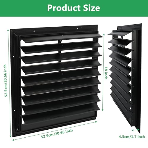 AIWFL 18 Inch Aluminum Automatic Exhaust Shutter Louver Vent, Automatic Gravity Shutter Louver Vent for Home Attics, Workshops, Barn, Greenhouse