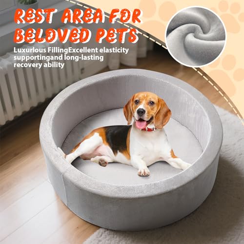 Dog Beds, 27 Inch Round Foam Pet Beds，Suitable for Small Dog & Cat to Sleep in and Play in The Ball Pit，Gray - Ideal for Puppies and Kittens（Balls NOT Included）... - color: Grey
