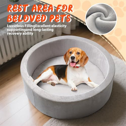 Dog Beds, 27 Inch Round Foam Pet Beds，Suitable for Small Dog & Cat to Sleep in and Play in The Ball Pit，Gray - Ideal for Puppies and Kittens（Balls NOT Included）... - color: Grey
