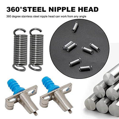 20 Pack Automatic Rabbit Double Pull Spring Nipple Drinker Kit | Watering Nozzles kit + 1pcs 30FT (8mm ID) Transparent Hose, Small Animal Watering System for Rabbits, Guinea Pigs, Ferrets - color: Blue
